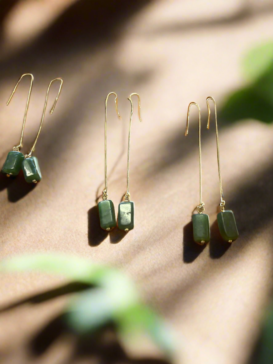 Off cut Pounamu threader earrings