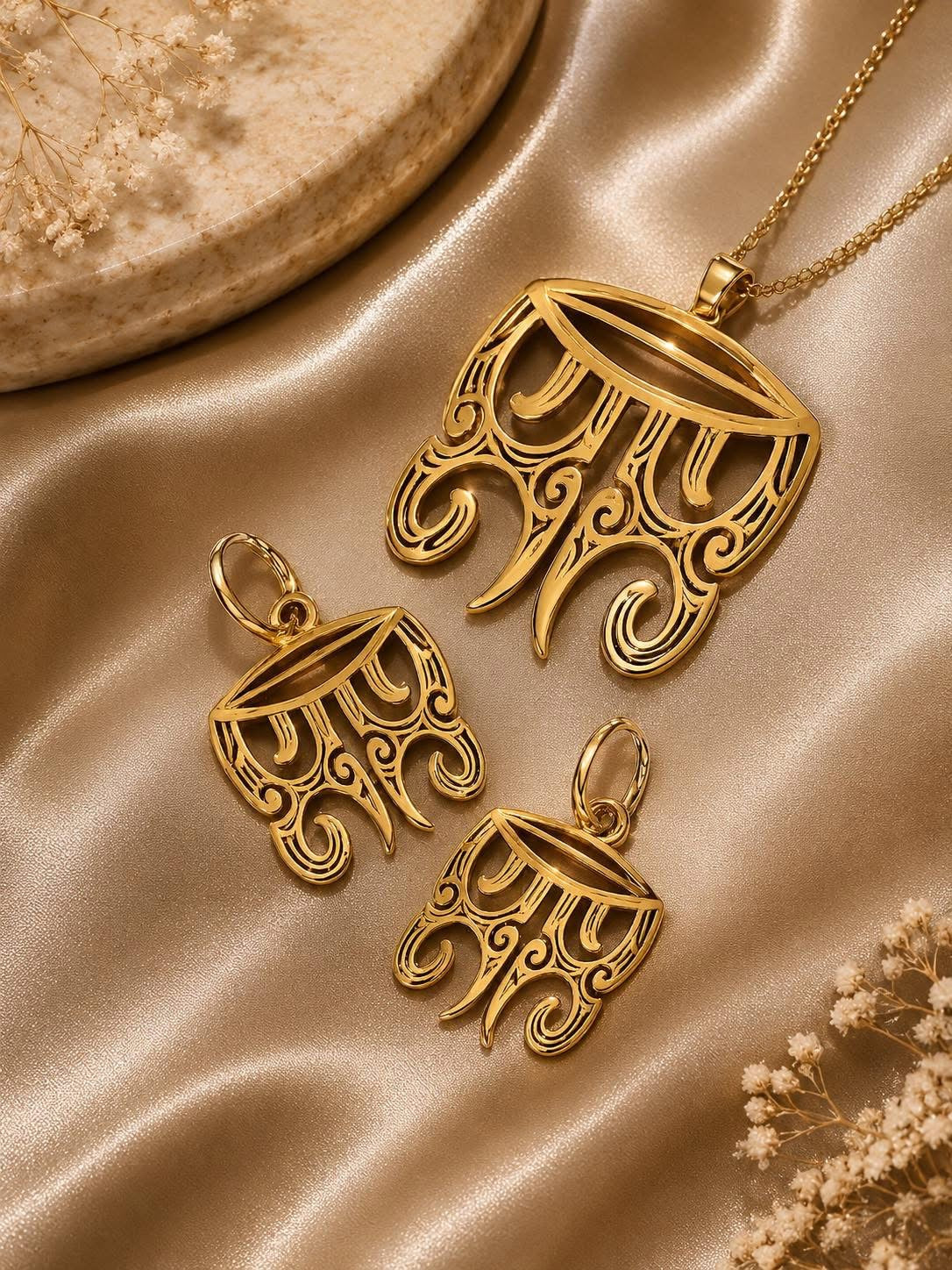 Hand casted moko kauae style 3 set