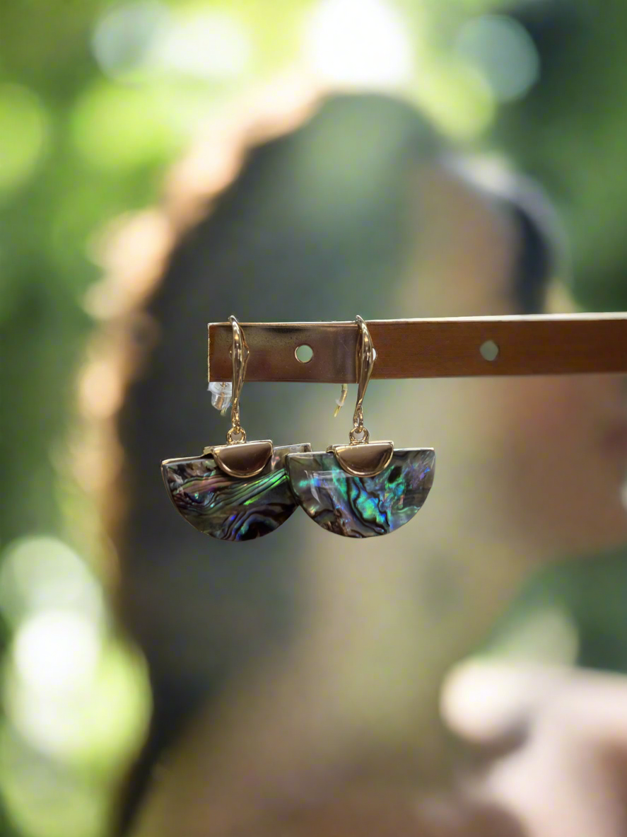 14k gold plated paua earrings