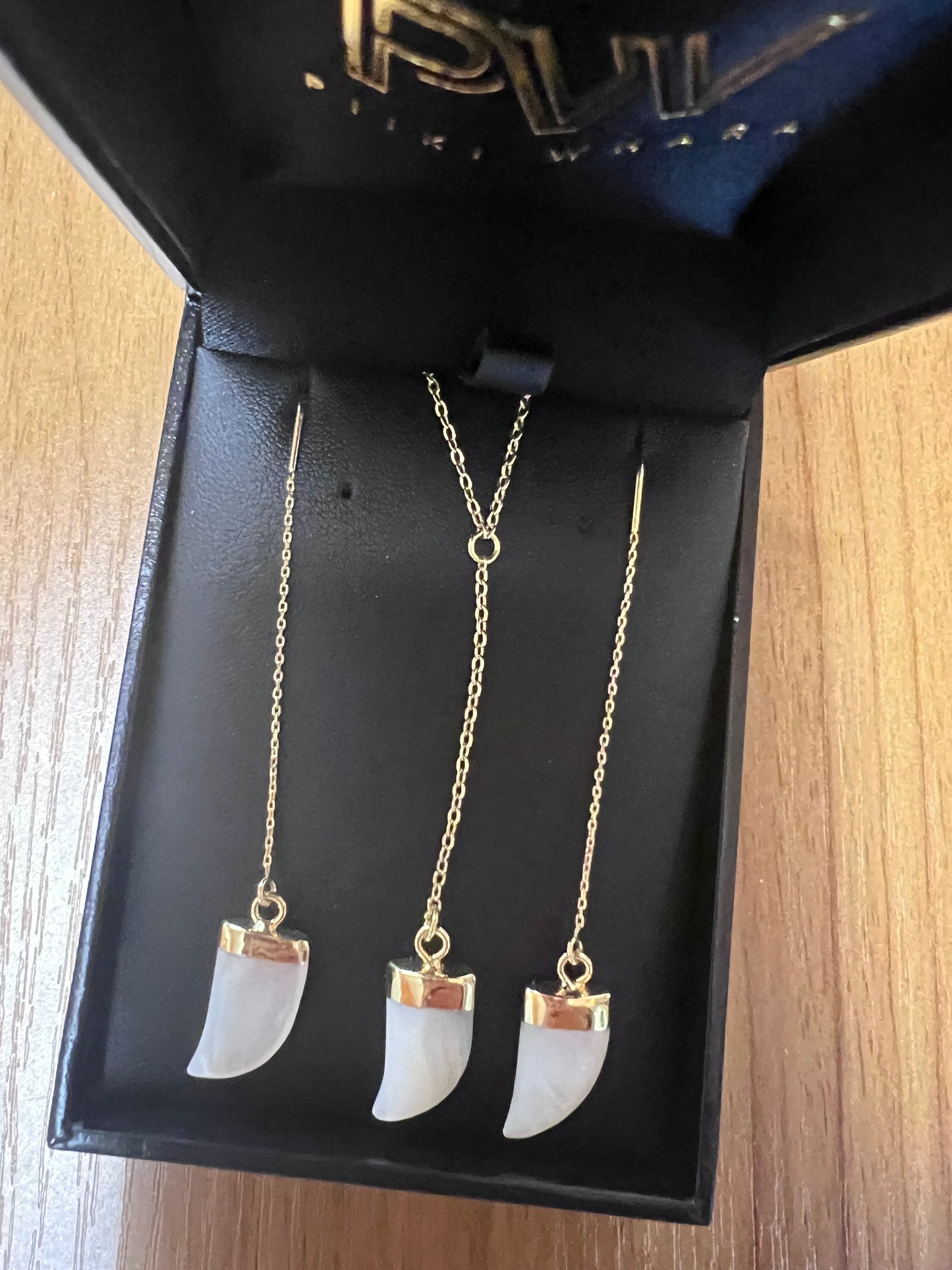 18k gold plated mop threader drop earrings