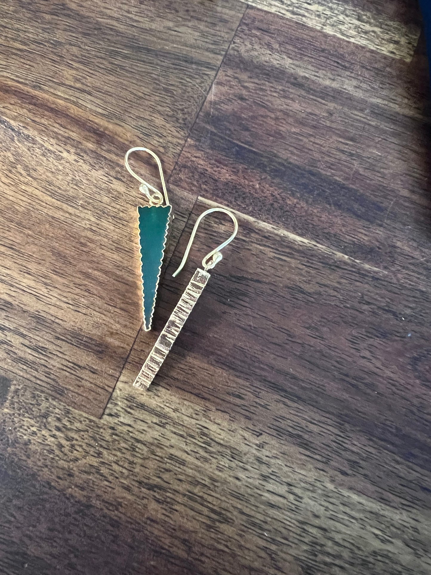 18k gold pltd Pounamu fern earrings