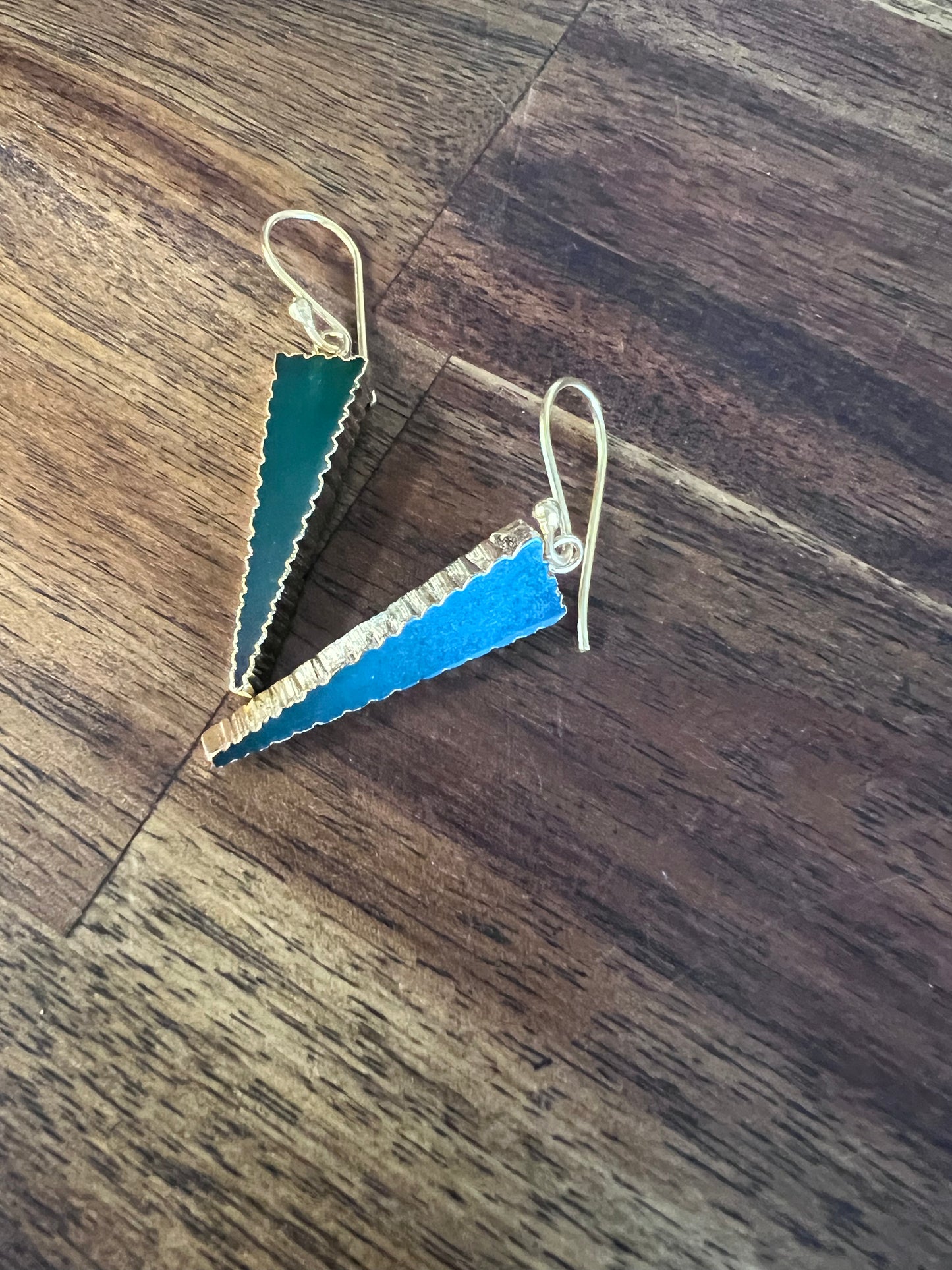 18k gold pltd Pounamu fern earrings