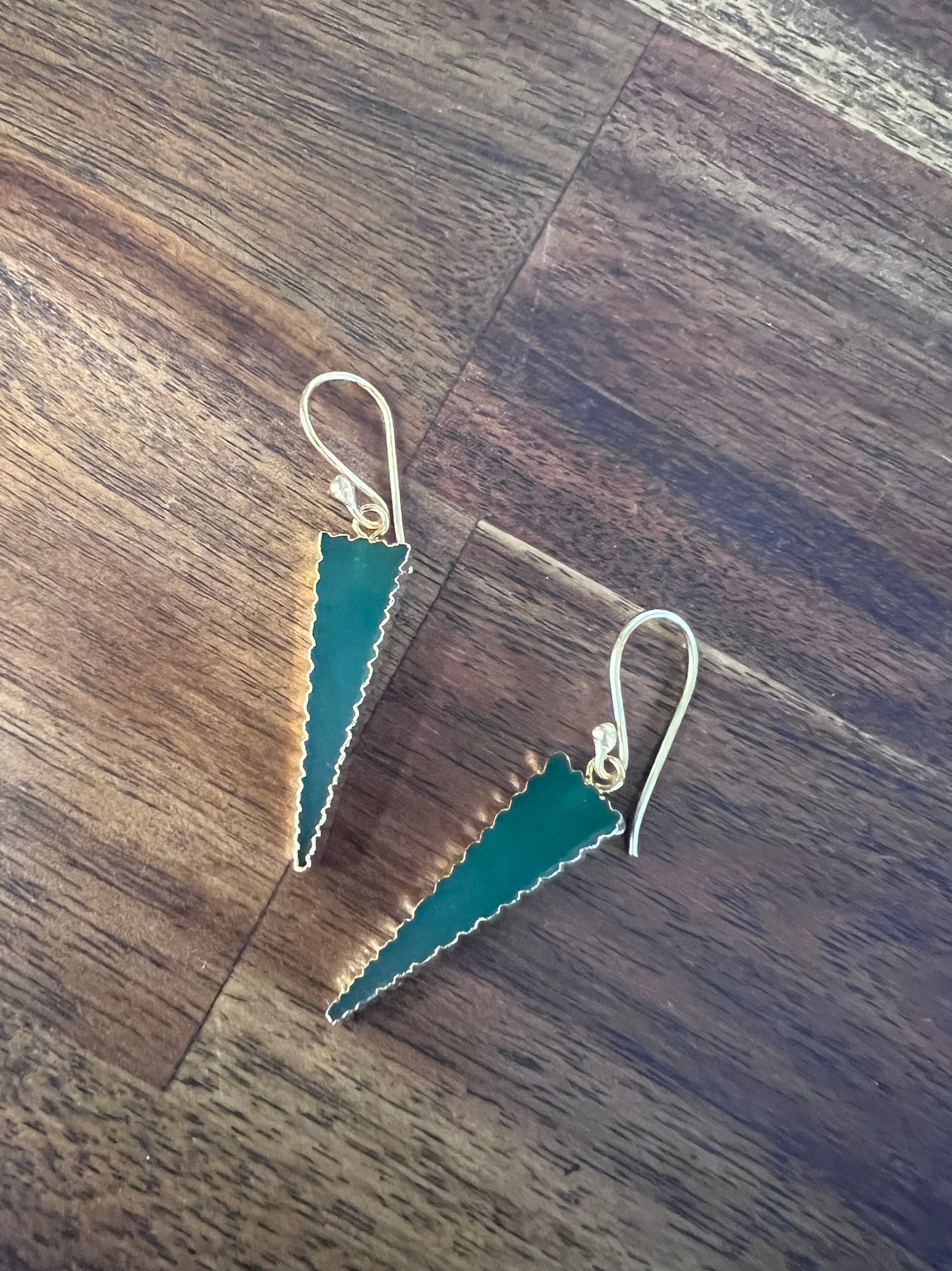 18k gold pltd Pounamu fern earrings