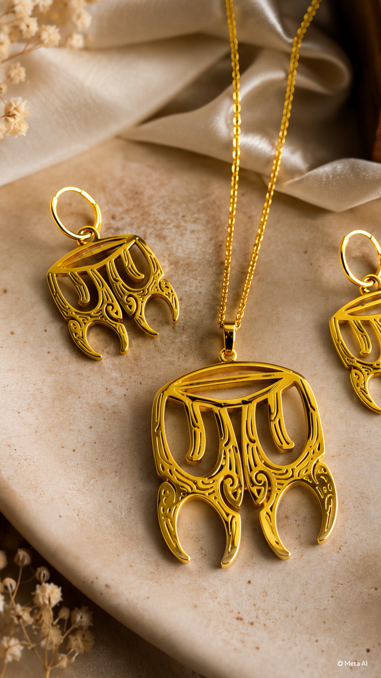 Hand casted gold plated kauae style 2 set