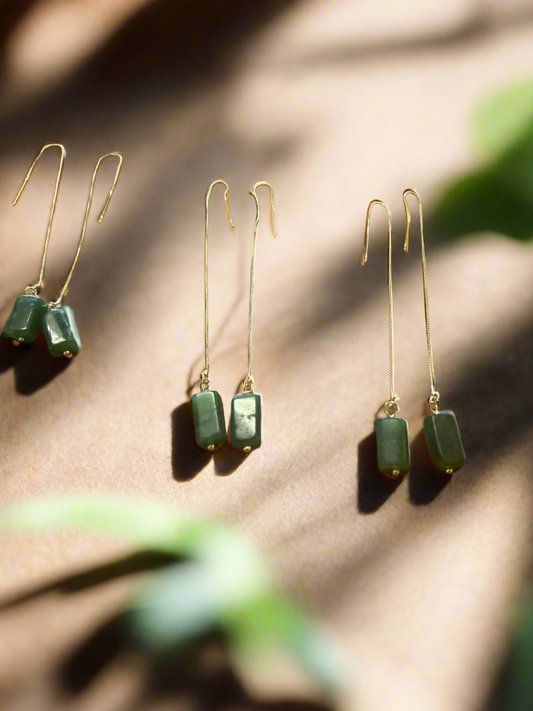 Off cut Pounamu threader earrings