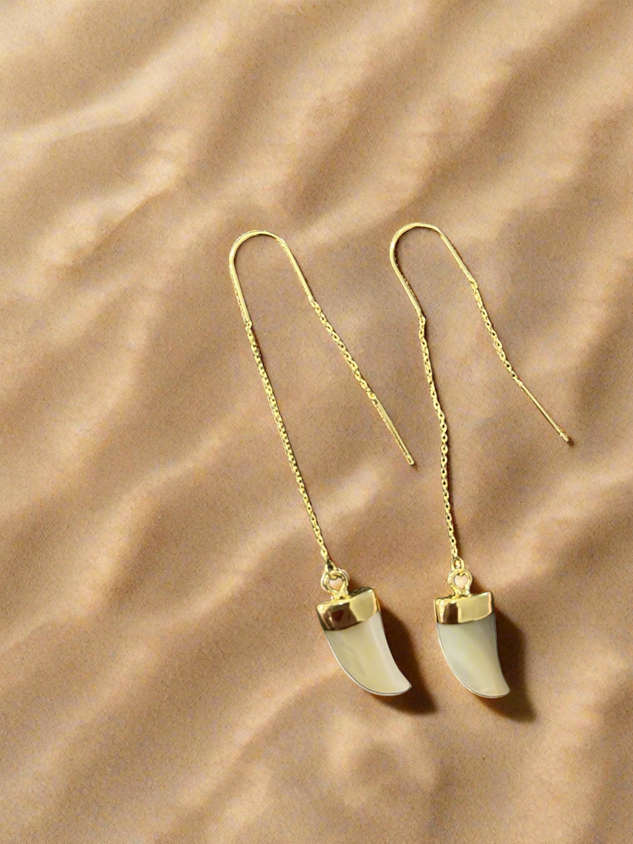 18k gold plated mop threader drop earrings