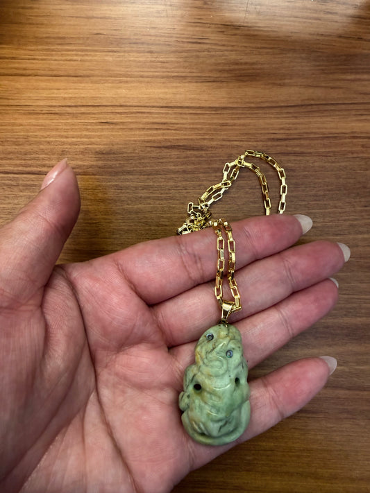 Hei tiki Pounamu mini on 18k gold pltd chain