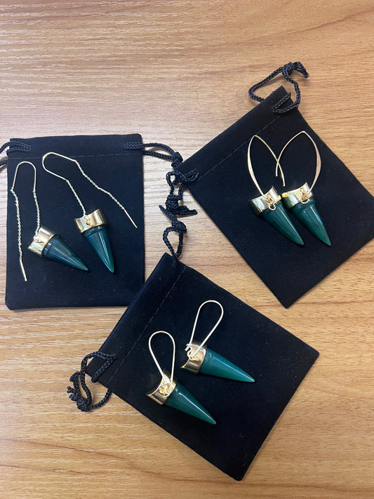 18k gold plated Pounamu Mako foward facing