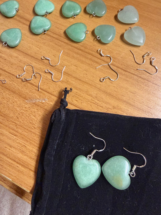 Mini off cut pounamu heart earrings