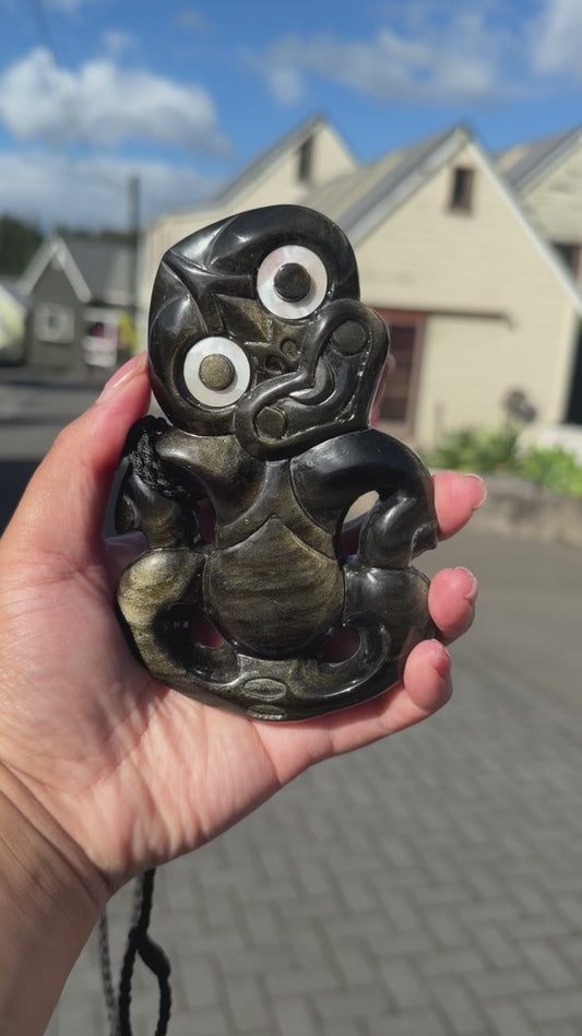 Gold sheen obsidian Large heitiki